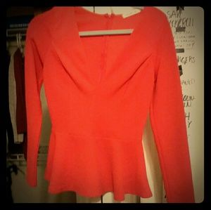 Formal Red Blouse, Low Cut